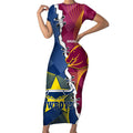 Custom Cowboys And Broncos Rugby Short Sleeve Bodycon Dress Dynamic Style