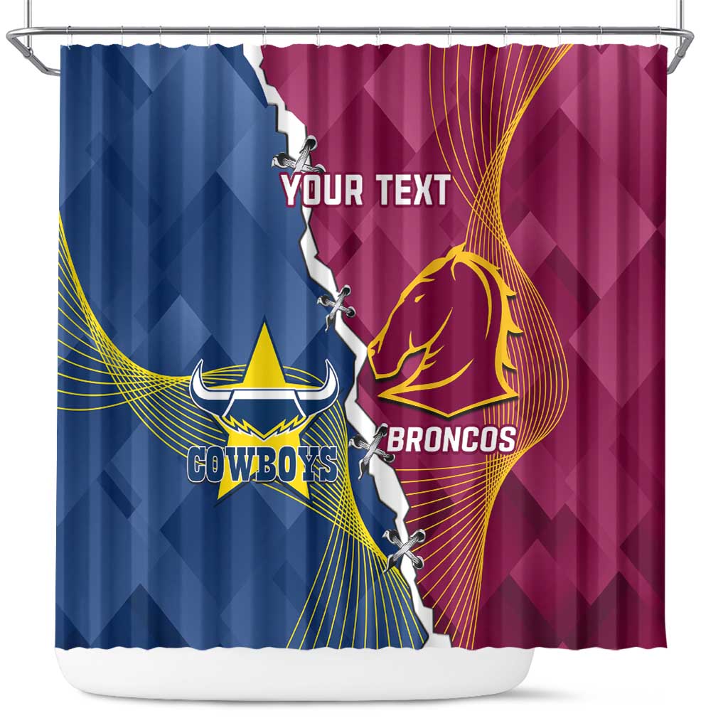 Custom Cowboys And Broncos Rugby Shower Curtain Dynamic Style