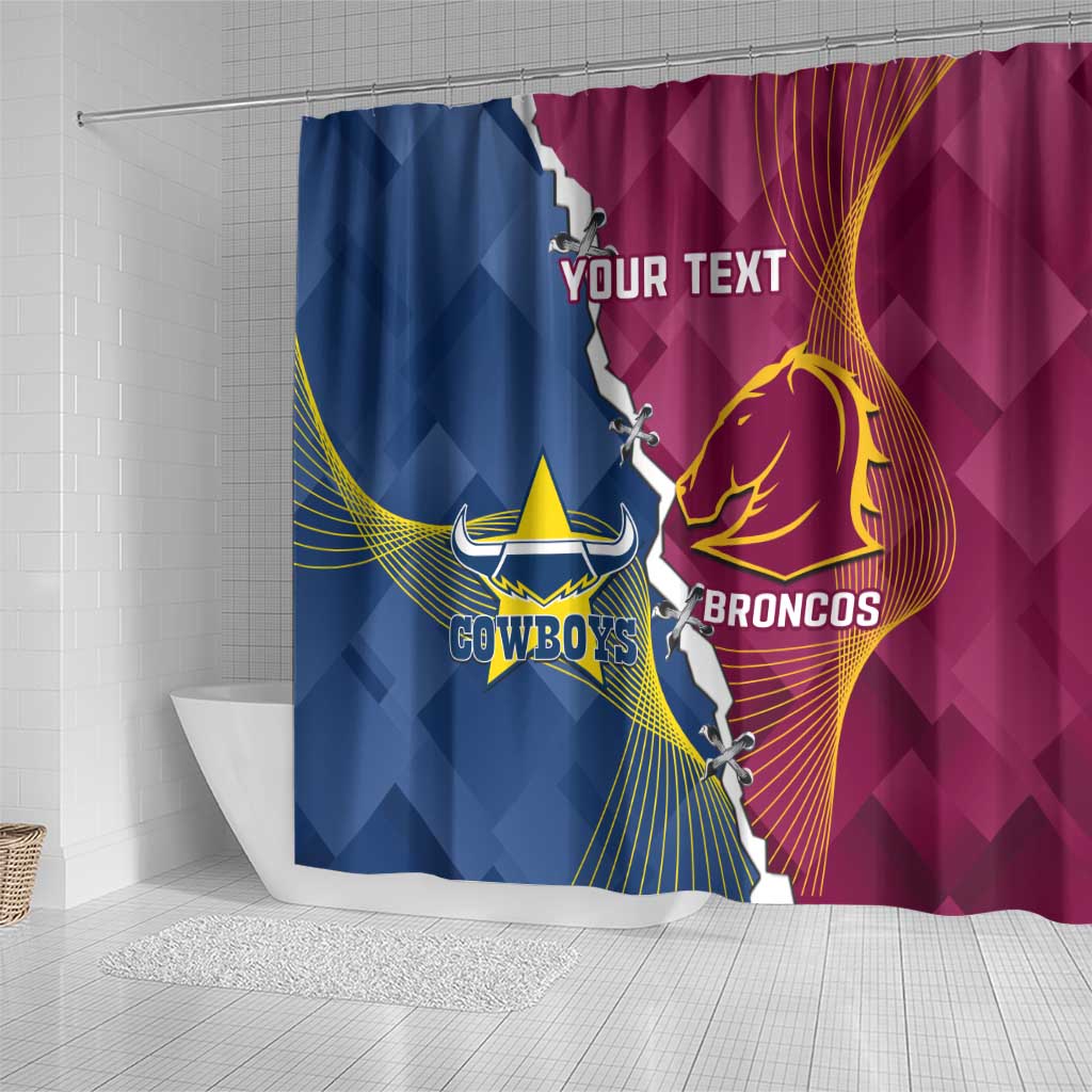 Custom Cowboys And Broncos Rugby Shower Curtain Dynamic Style