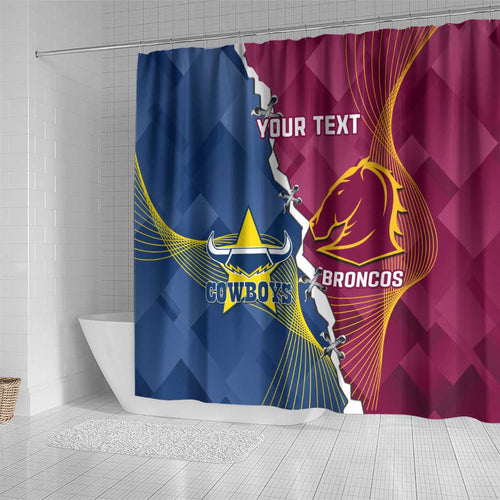 Custom Cowboys And Broncos Rugby Shower Curtain Dynamic Style