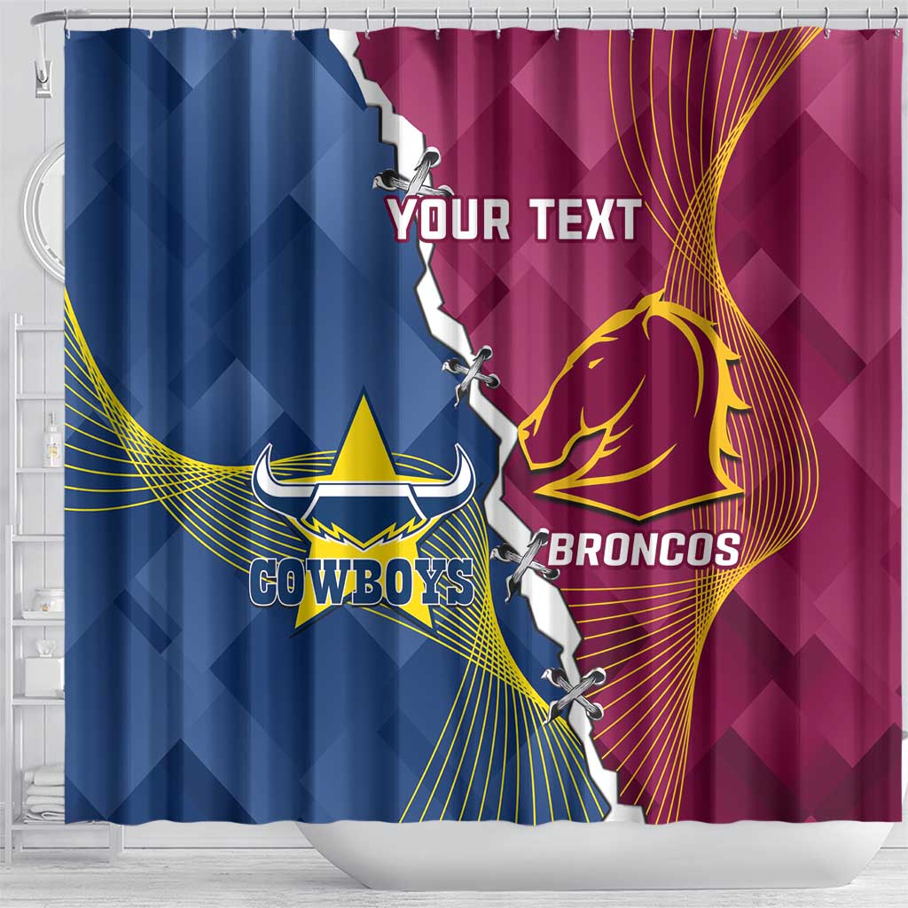 Custom Cowboys And Broncos Rugby Shower Curtain Dynamic Style