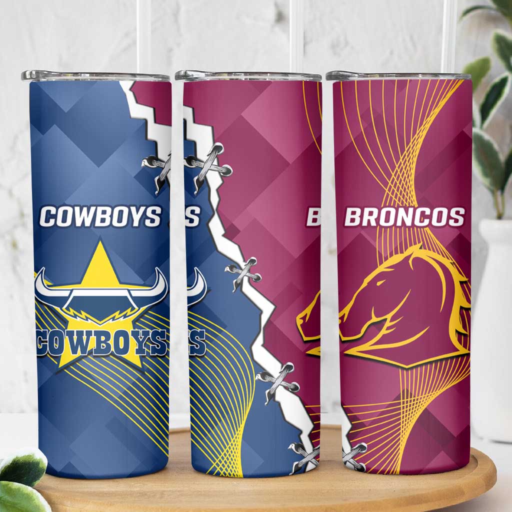 Cowboys And Broncos Rugby Skinny Tumbler Dynamic Style