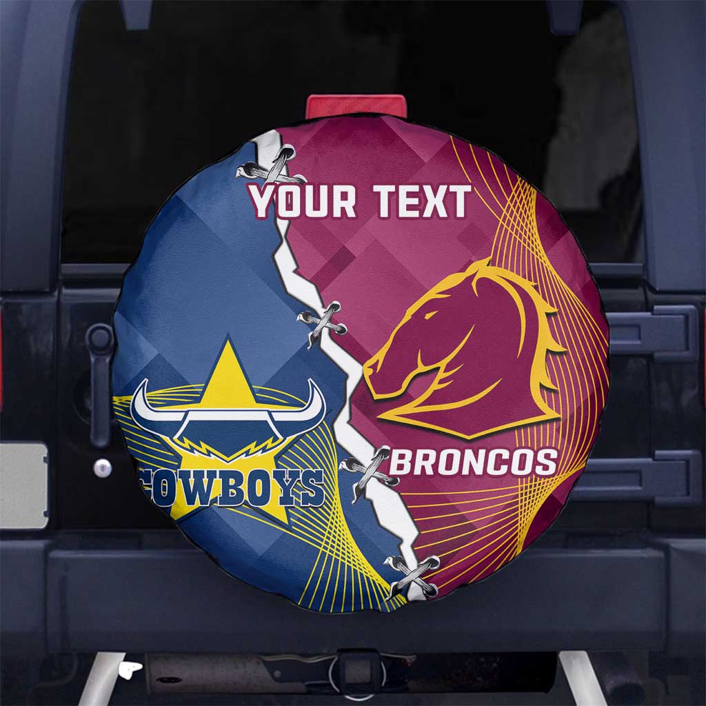 Custom Cowboys And Broncos Rugby Spare Tire Cover Dynamic Style