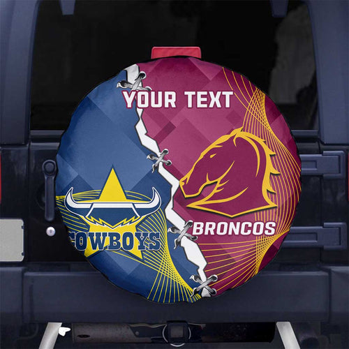 Custom Cowboys And Broncos Rugby Spare Tire Cover Dynamic Style