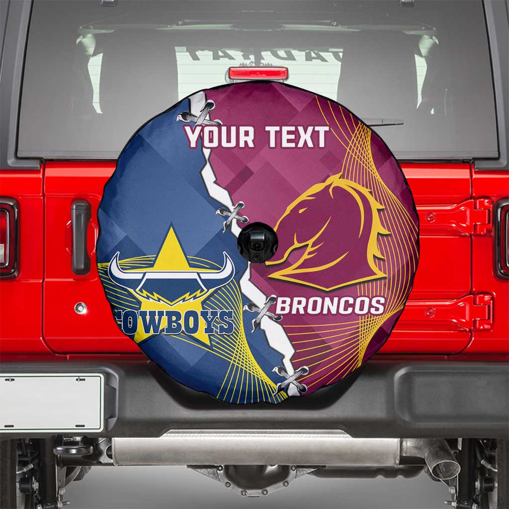 Custom Cowboys And Broncos Rugby Spare Tire Cover Dynamic Style