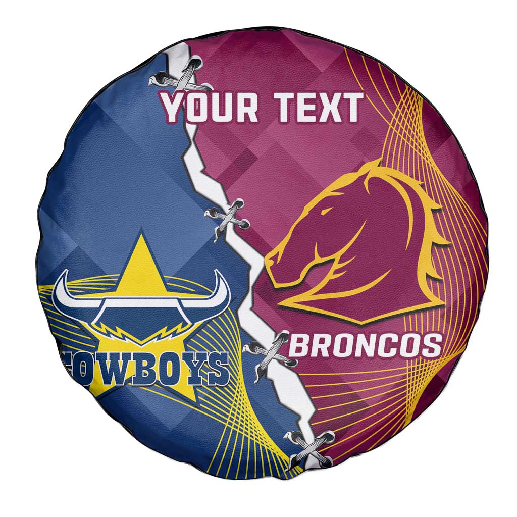 Custom Cowboys And Broncos Rugby Spare Tire Cover Dynamic Style