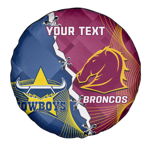 Custom Cowboys And Broncos Rugby Spare Tire Cover Dynamic Style