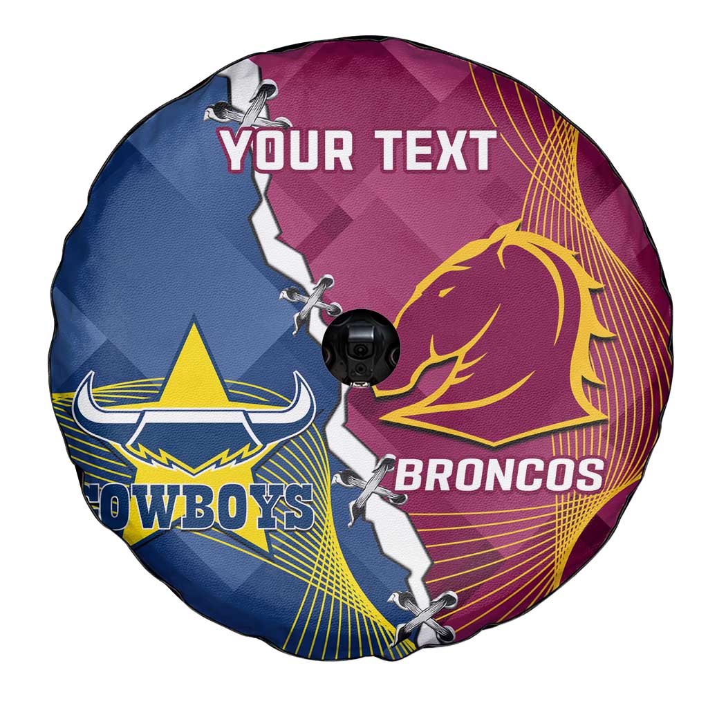 Custom Cowboys And Broncos Rugby Spare Tire Cover Dynamic Style