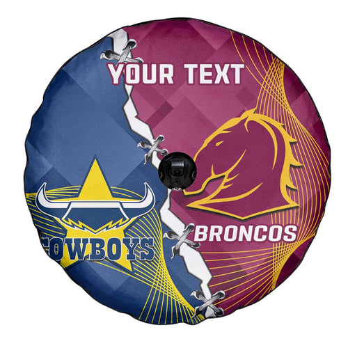 Custom Cowboys And Broncos Rugby Spare Tire Cover Dynamic Style