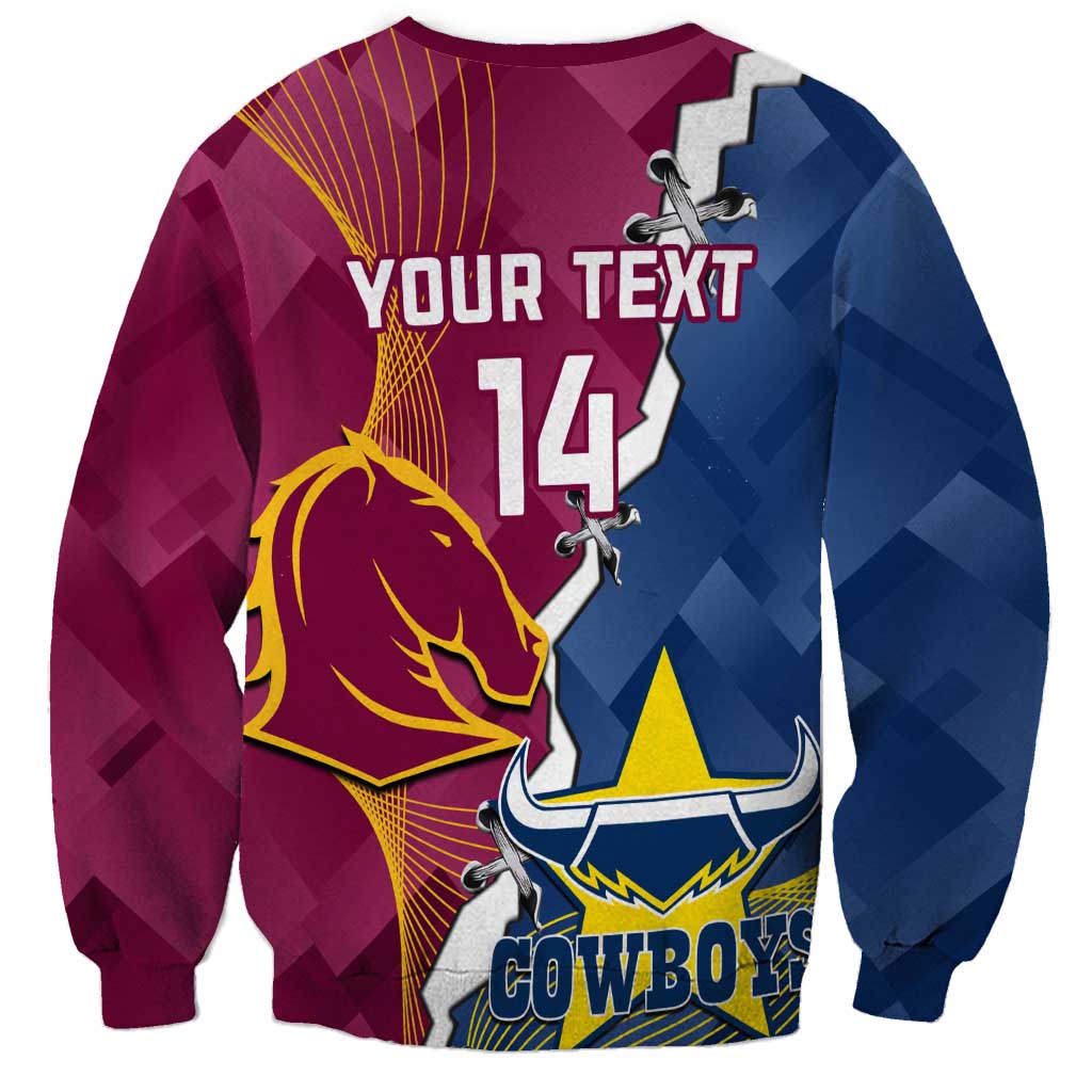 Custom Cowboys And Broncos Rugby Sweatshirt Dynamic Style