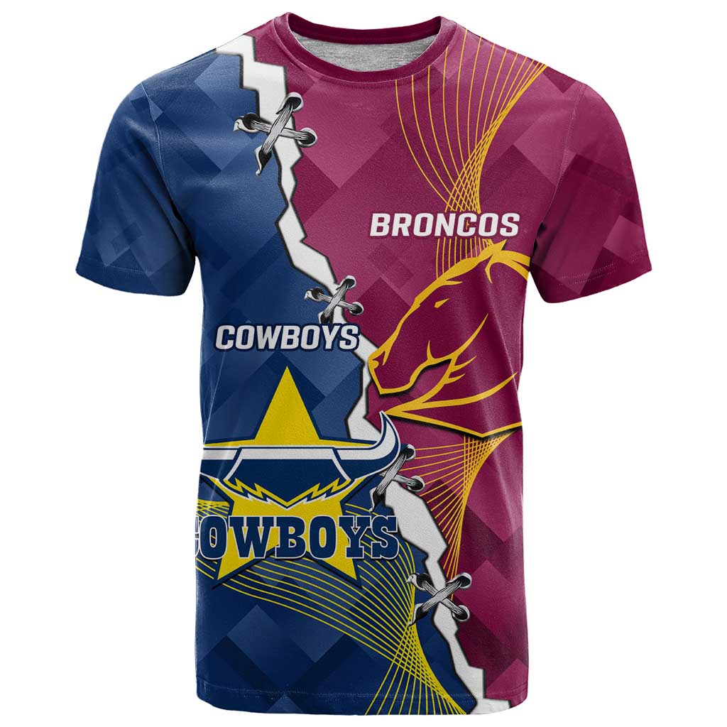 Custom Cowboys And Broncos Rugby T Shirt Dynamic Style