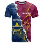Custom Cowboys And Broncos Rugby T Shirt Dynamic Style