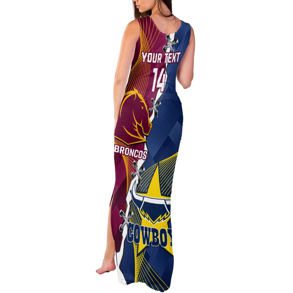 Custom Cowboys And Broncos Rugby Tank Maxi Dress Dynamic Style