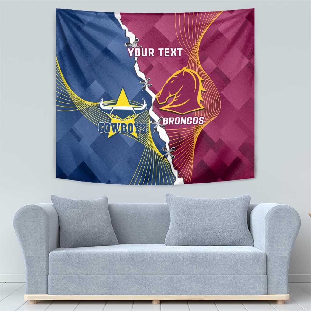 Custom Cowboys And Broncos Rugby Tapestry Dynamic Style