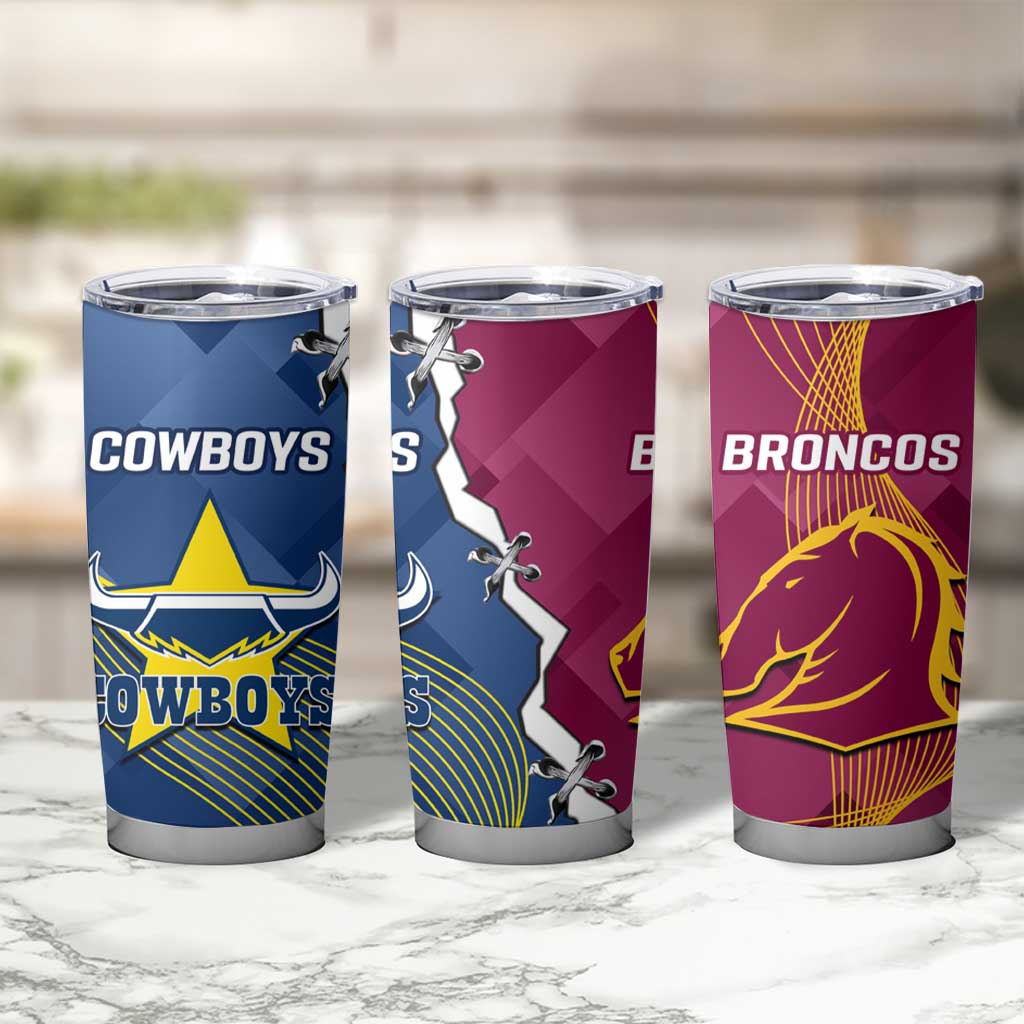 Cowboys And Broncos Rugby Tumbler Cup Dynamic Style