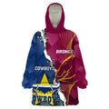 Custom Cowboys And Broncos Rugby Wearable Blanket Hoodie Dynamic Style