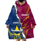 Custom Cowboys And Broncos Rugby Wearable Blanket Hoodie Dynamic Style