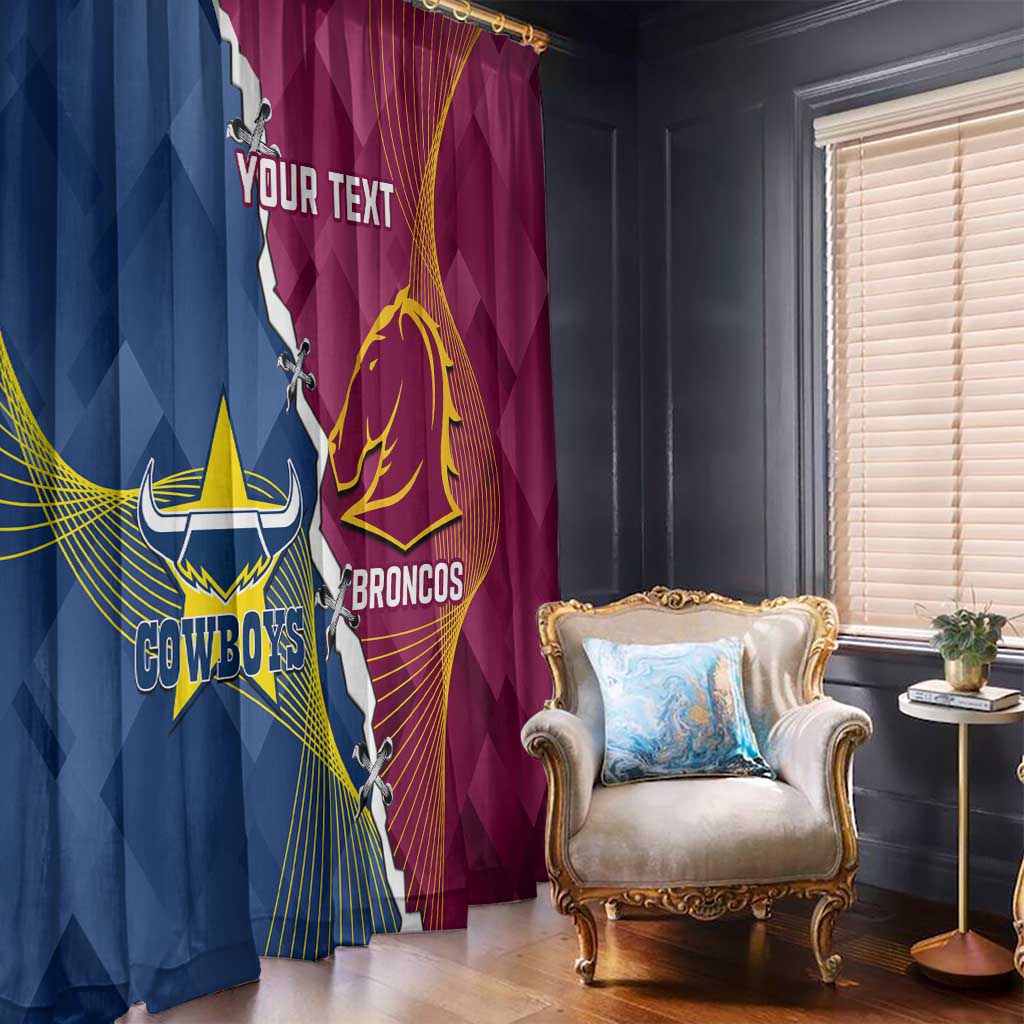 Custom Cowboys And Broncos Rugby Window Curtain Dynamic Style