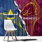 Custom Cowboys And Broncos Rugby Window Curtain Dynamic Style