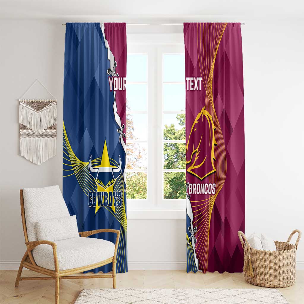 Custom Cowboys And Broncos Rugby Window Curtain Dynamic Style
