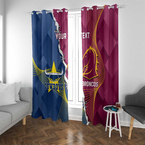 Custom Cowboys And Broncos Rugby Window Curtain Dynamic Style