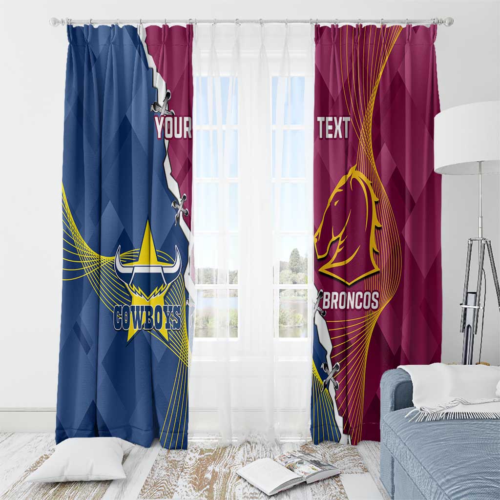 Custom Cowboys And Broncos Rugby Window Curtain Dynamic Style