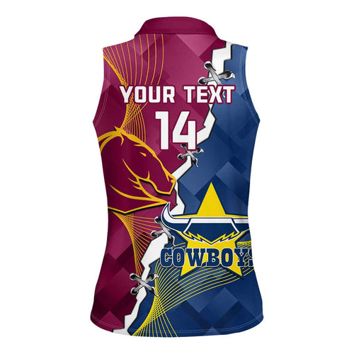 Custom Cowboys And Broncos Rugby Women Sleeveless Polo Shirt Dynamic Style