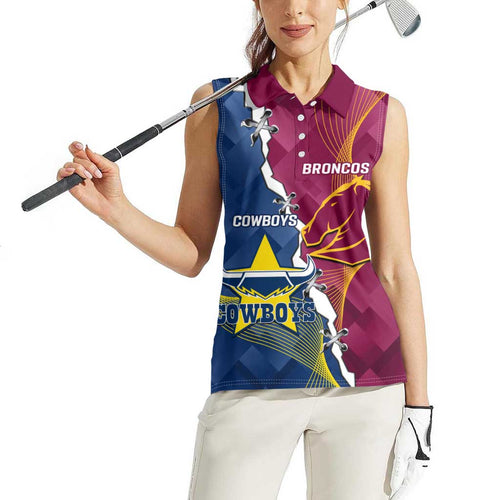 Custom Cowboys And Broncos Rugby Women Sleeveless Polo Shirt Dynamic Style