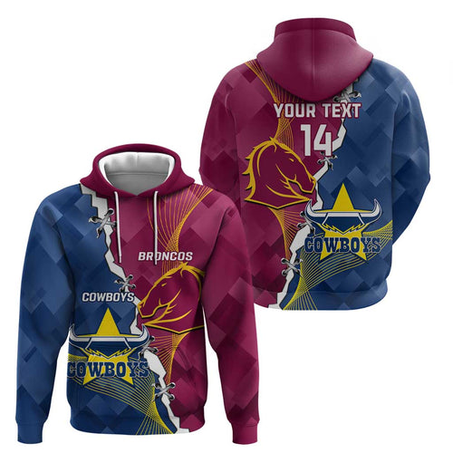 Custom Cowboys And Broncos Rugby Zip Hoodie Dynamic Style