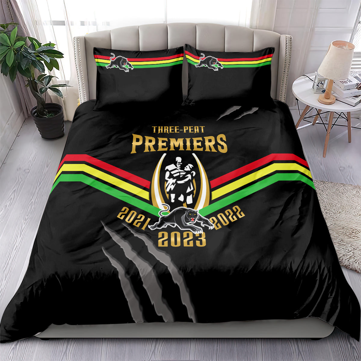 nrl-panthers-bedding-set-premiers-2023-three-peat-proud-of-our-boys-black