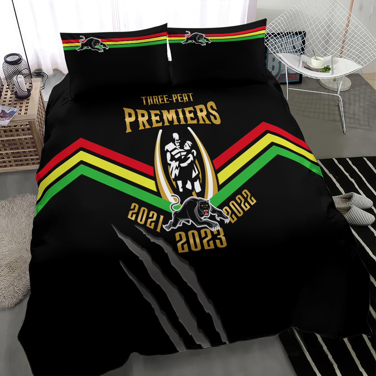 nrl-panthers-bedding-set-premiers-2023-three-peat-proud-of-our-boys-black