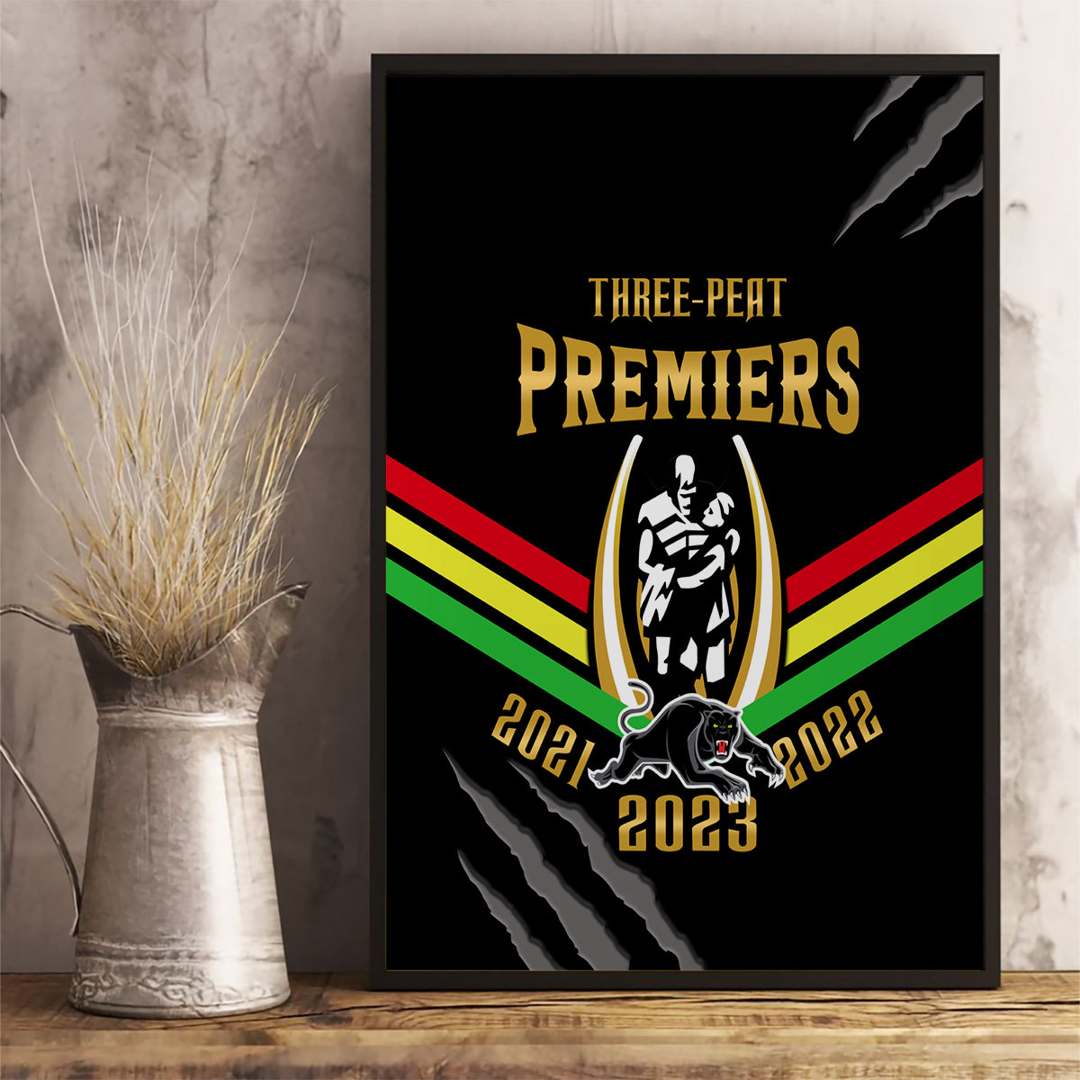 nrl-panthers-canvas-wall-art-premiers-2023-three-peat-proud-of-our-boys-black