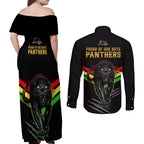 nrl-panthers-couples-matching-off-shoulder-maxi-dress-and-long-sleeve-button-shirts-premiers-2023-three-peat-proud-of-our-boys-black