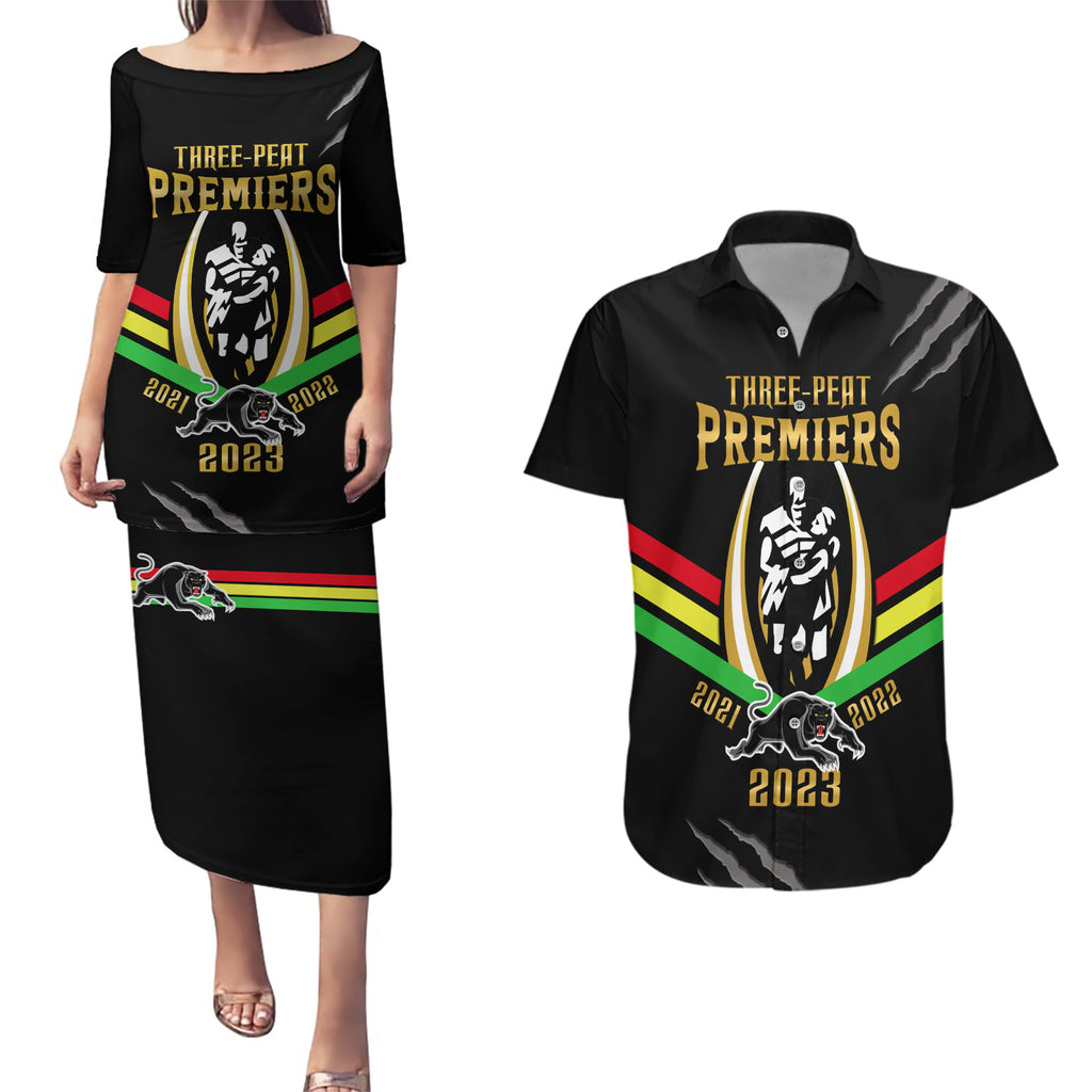 nrl-panthers-couples-matching-puletasi-dress-and-hawaiian-shirt-premiers-2023-three-peat-proud-of-our-boys-black