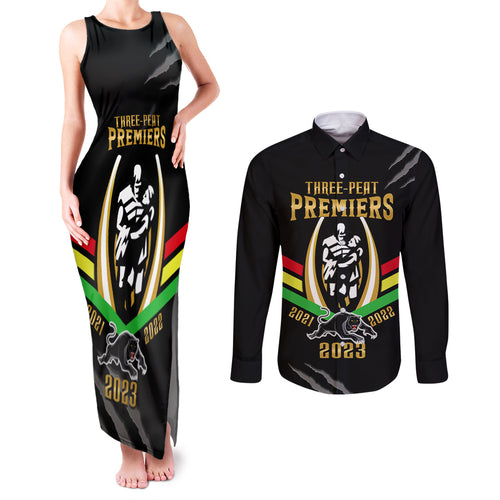 nrl-panthers-couples-matching-tank-maxi-dress-and-long-sleeve-button-shirts-premiers-2023-three-peat-proud-of-our-boys-black