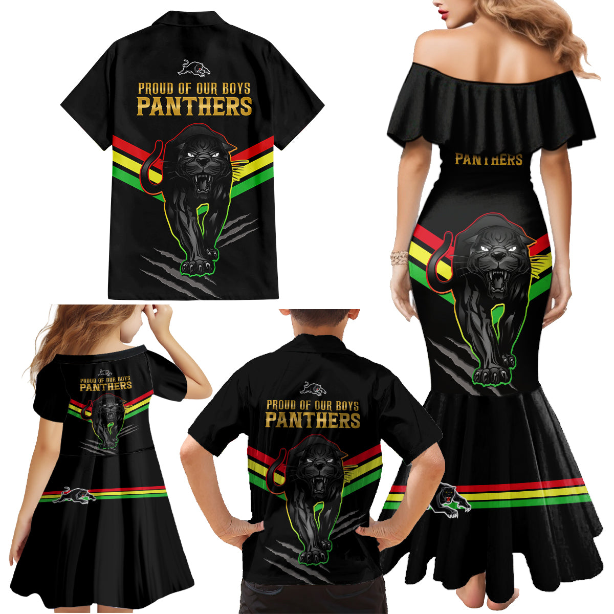 nrl-panthers-family-matching-mermaid-dress-and-hawaiian-shirt-premiers-2023-three-peat-proud-of-our-boys-black