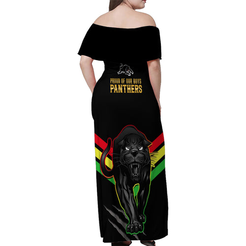 nrl-panthers-family-matching-off-shoulder-maxi-dress-and-hawaiian-shirt-premiers-2023-three-peat-proud-of-our-boys-black
