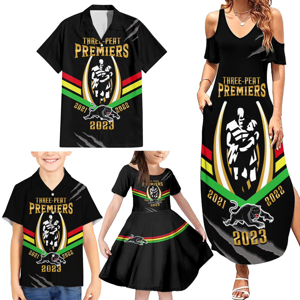 nrl-panthers-family-matching-summer-maxi-dress-and-hawaiian-shirt-premiers-2023-three-peat-proud-of-our-boys-black