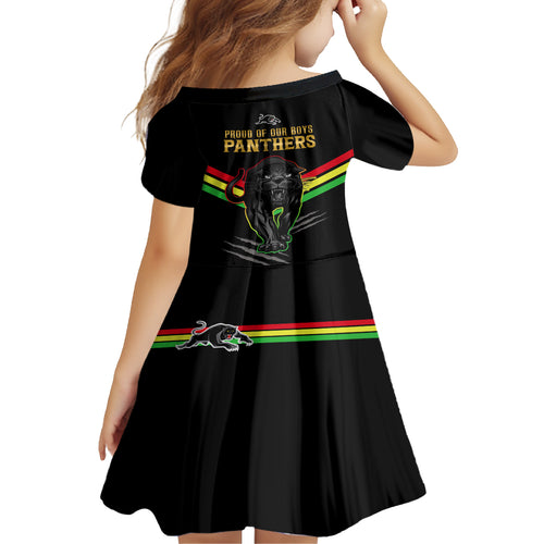 nrl-panthers-kid-short-sleeve-dress-premiers-2023-three-peat-proud-of-our-boys-black