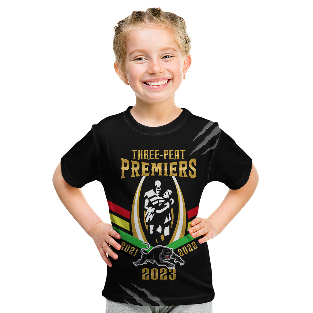 nrl-panthers-kid-t-shirt-premiers-2023-three-peat-proud-of-our-boys-black