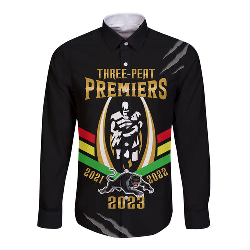 nrl-panthers-long-sleeve-button-shirt-premiers-2023-three-peat-proud-of-our-boys-black