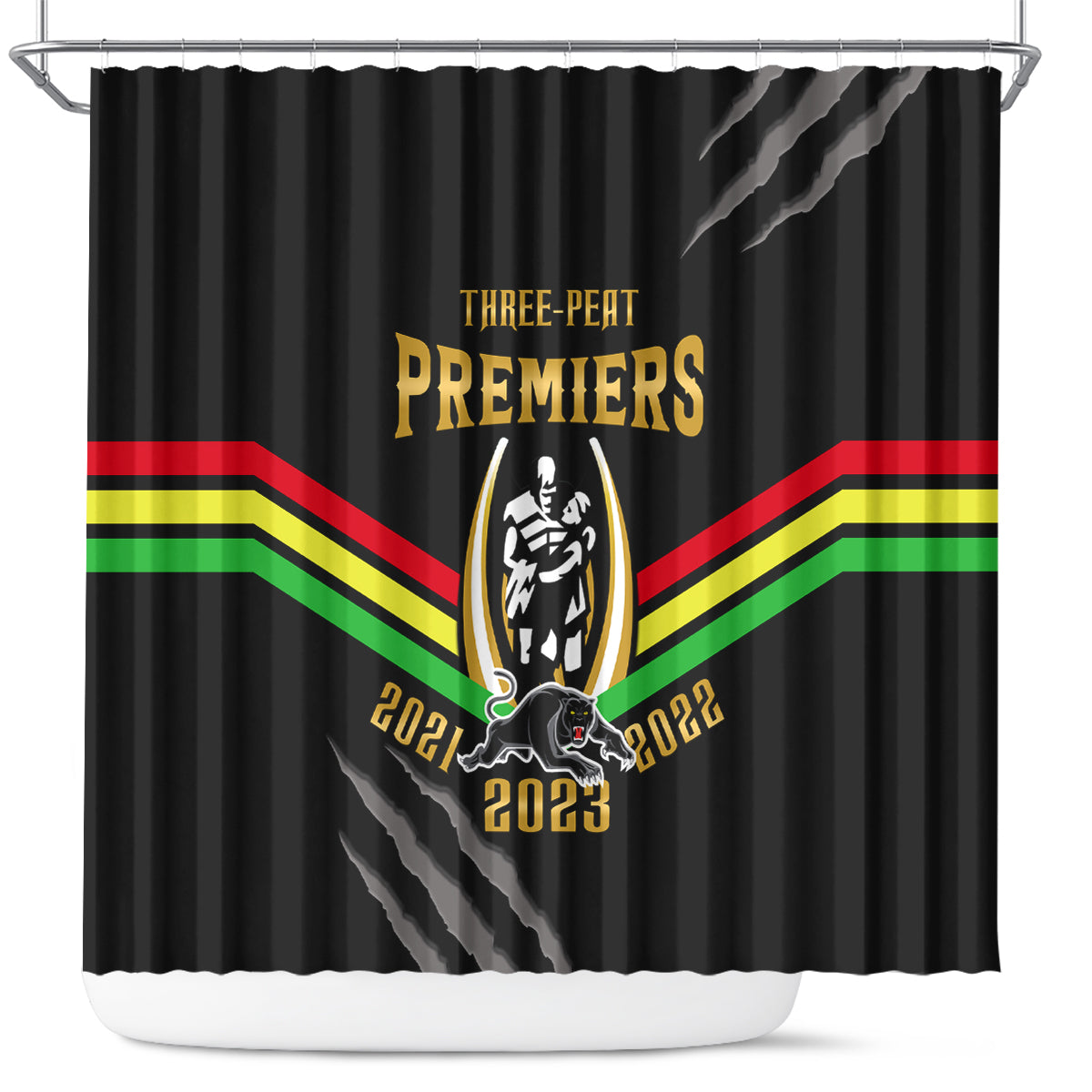 nrl-panthers-shower-curtain-premiers-2023-three-peat-proud-of-our-boys-black