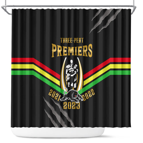 nrl-panthers-shower-curtain-premiers-2023-three-peat-proud-of-our-boys-black