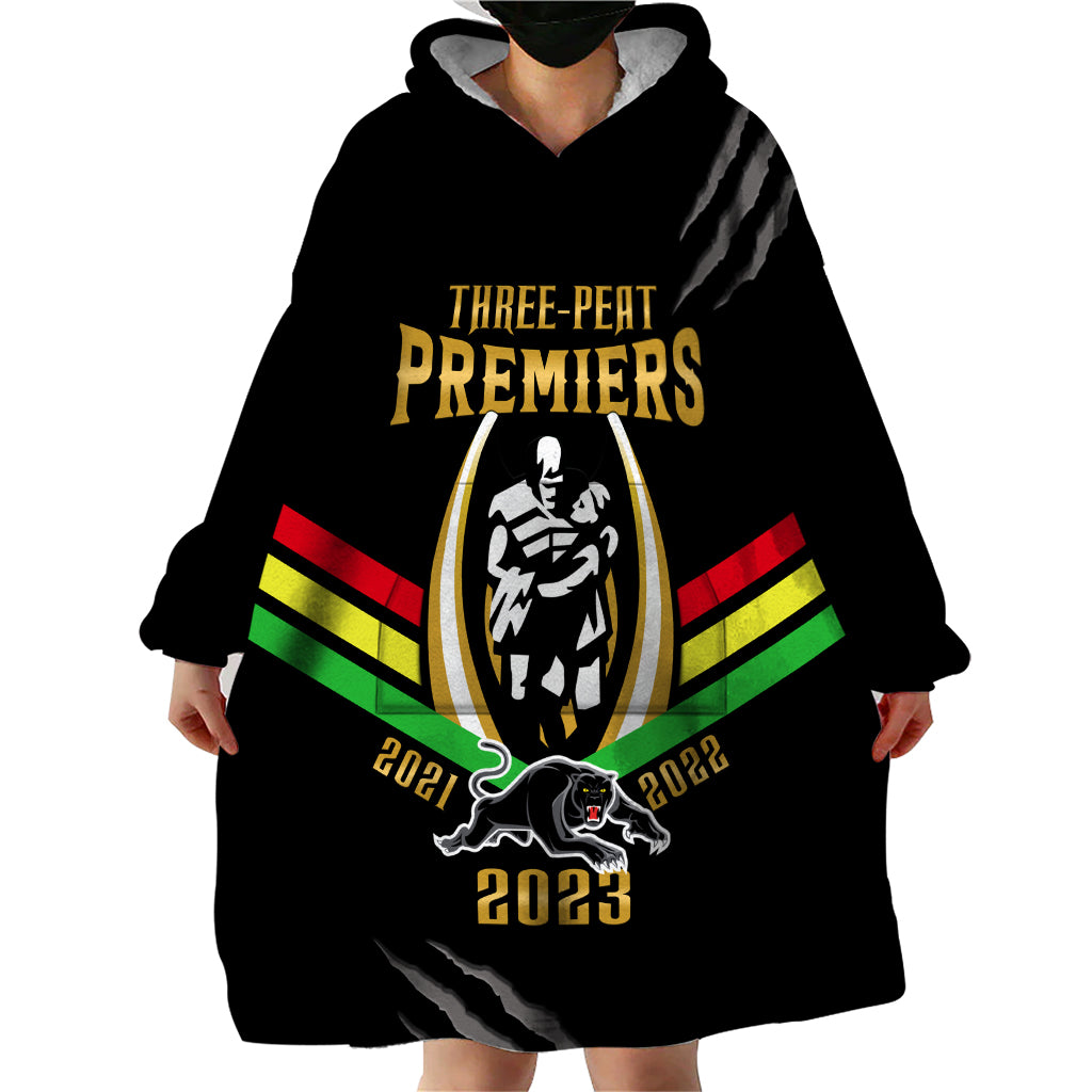 nrl-panthers-wearable-blanket-hoodie-premiers-2023-three-peat-proud-of-our-boys-black