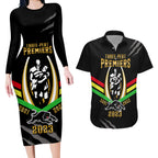 personalised-nrl-panthers-couples-matching-long-sleeve-bodycon-dress-and-hawaiian-shirt-premiers-2023-three-peat-proud-of-our-boys-black