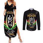 personalised-nrl-panthers-couples-matching-summer-maxi-dress-and-long-sleeve-button-shirts-premiers-2023-three-peat-proud-of-our-boys-black