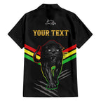 personalised-nrl-panthers-family-matching-off-shoulder-long-sleeve-dress-and-hawaiian-shirt-premiers-2023-three-peat-proud-of-our-boys-black