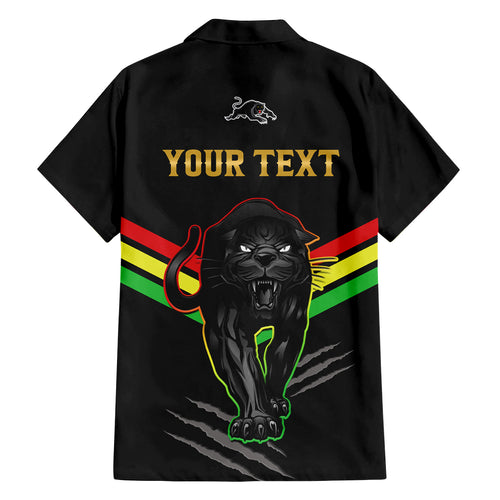 personalised-nrl-panthers-family-matching-off-shoulder-long-sleeve-dress-and-hawaiian-shirt-premiers-2023-three-peat-proud-of-our-boys-black
