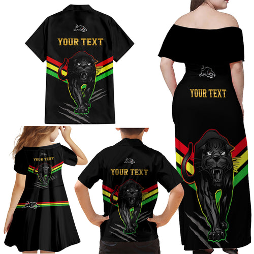 personalised-nrl-panthers-family-matching-off-shoulder-maxi-dress-and-hawaiian-shirt-premiers-2023-three-peat-proud-of-our-boys-black