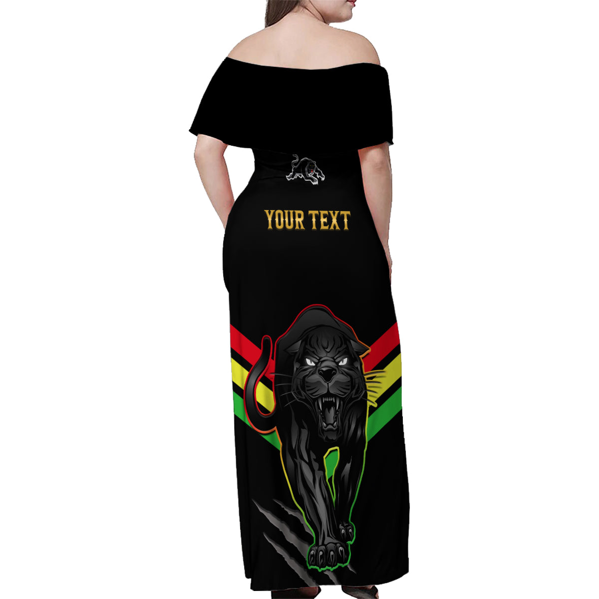 personalised-nrl-panthers-family-matching-off-shoulder-maxi-dress-and-hawaiian-shirt-premiers-2023-three-peat-proud-of-our-boys-black